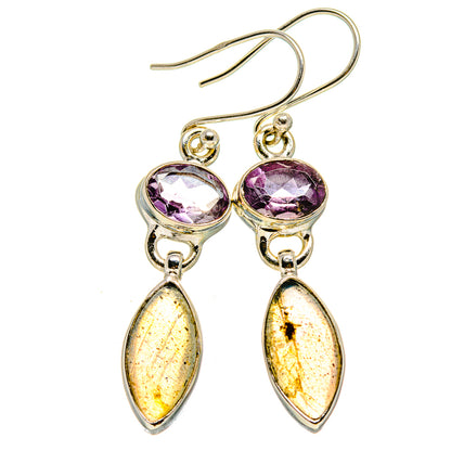 Labradorite, Amethyst Earrings handcrafted by Ana Silver Co - EARR413672