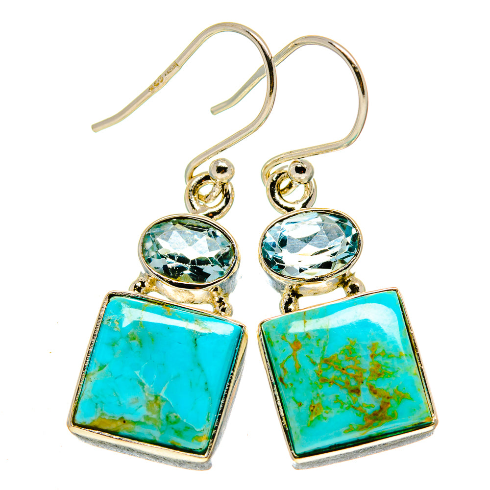Arizona Turquoise, Blue Topaz Earrings handcrafted by Ana Silver Co - EARR413678