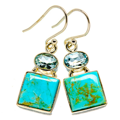 Arizona Turquoise, Blue Topaz Earrings handcrafted by Ana Silver Co - EARR413678