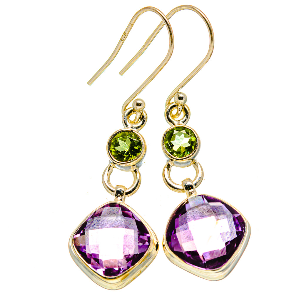 Faceted Amethyst, Peridot Earrings handcrafted by Ana Silver Co - EARR413682