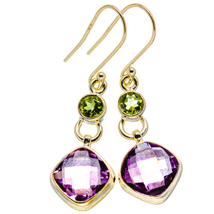 Faceted Amethyst, Peridot Earrings handcrafted by Ana Silver Co - EARR413682