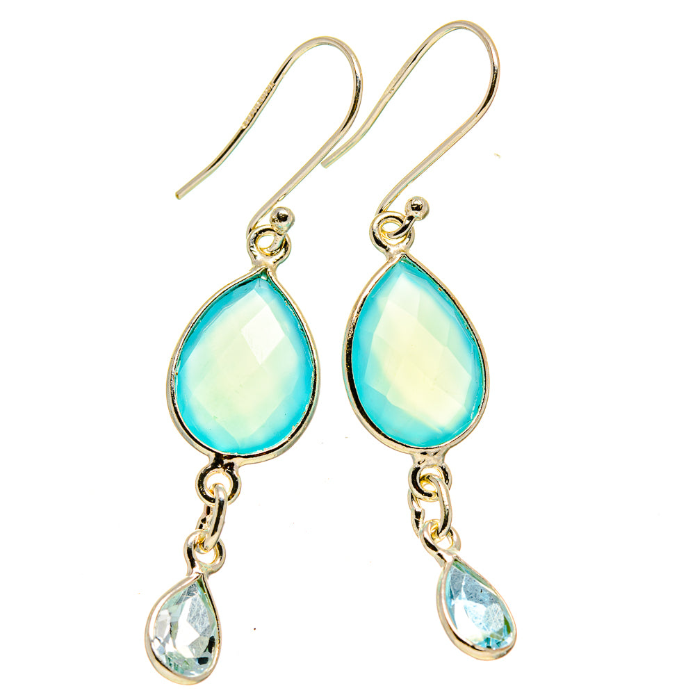 Aqua Chalcedony Earrings handcrafted by Ana Silver Co - EARR413706