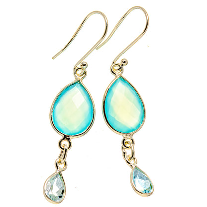 Aqua Chalcedony Earrings handcrafted by Ana Silver Co - EARR413706