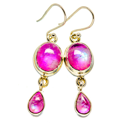 Pink Moonstone Earrings handcrafted by Ana Silver Co - EARR413715