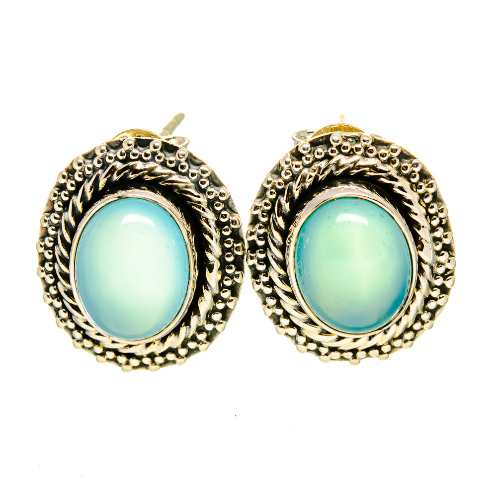 Aqua Chalcedony Earrings handcrafted by Ana Silver Co - EARR413728