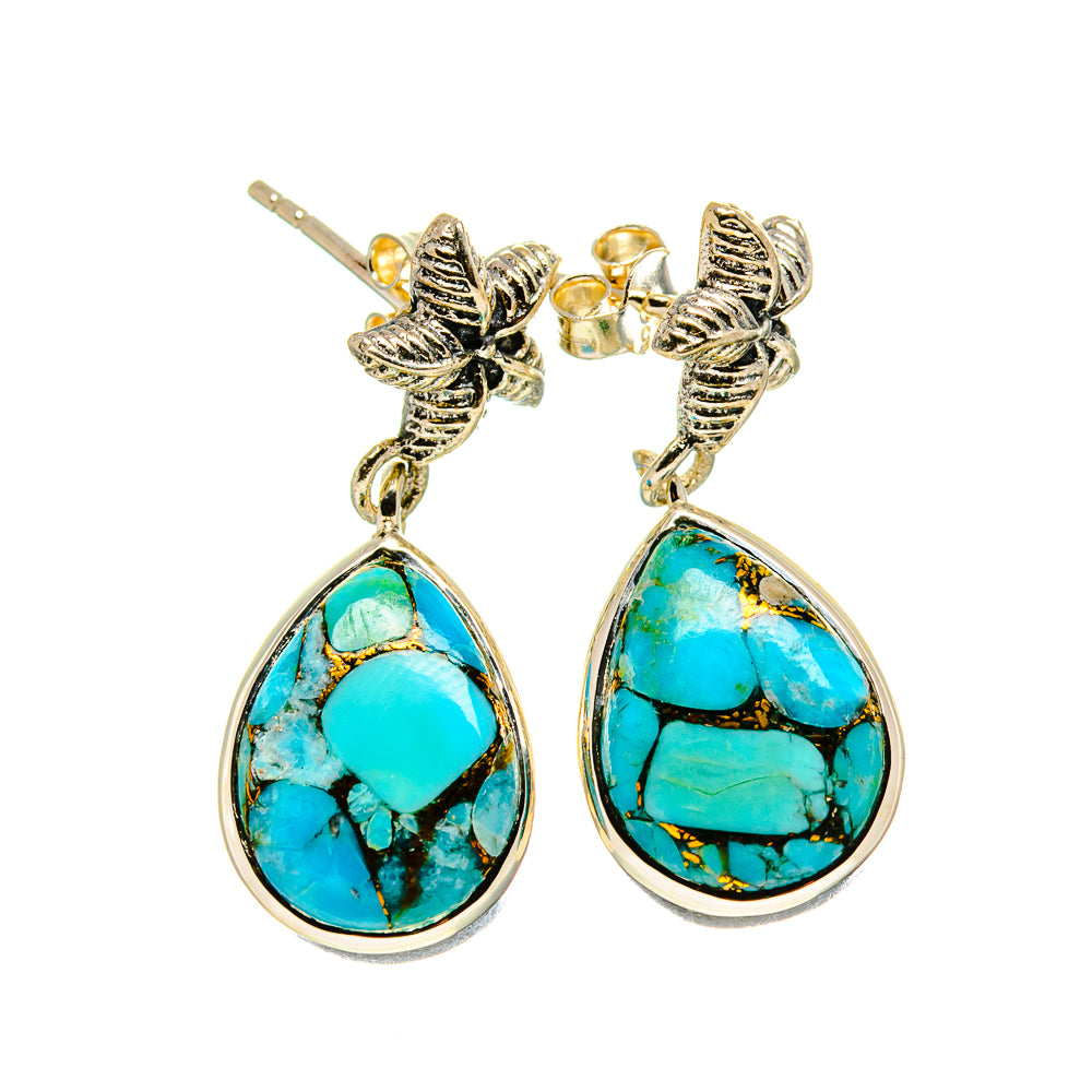 Blue Copper Composite Turquoise Starfish Earrings handcrafted by Ana Silver Co - EARR413732