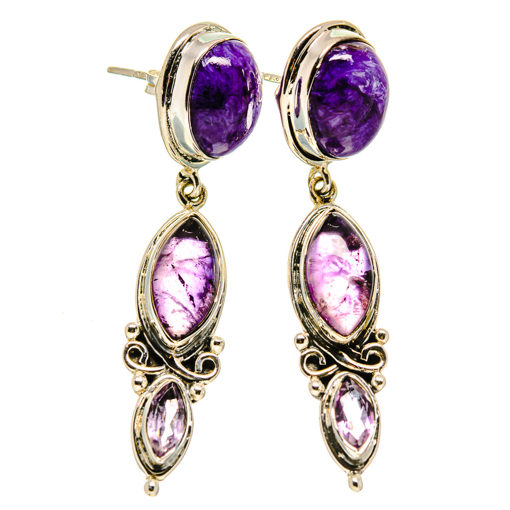 Charoite Earrings handcrafted by Ana Silver Co - EARR413741