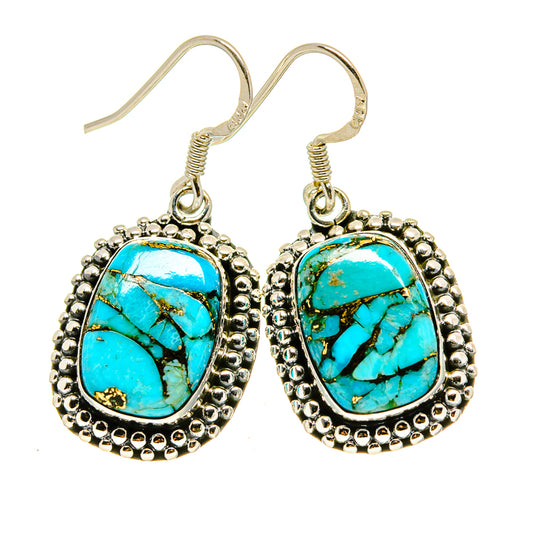 Blue Copper Composite Turquoise Earrings handcrafted by Ana Silver Co - EARR413768