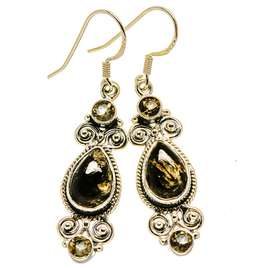 Golden Seraphinite Earrings handcrafted by Ana Silver Co - EARR413789