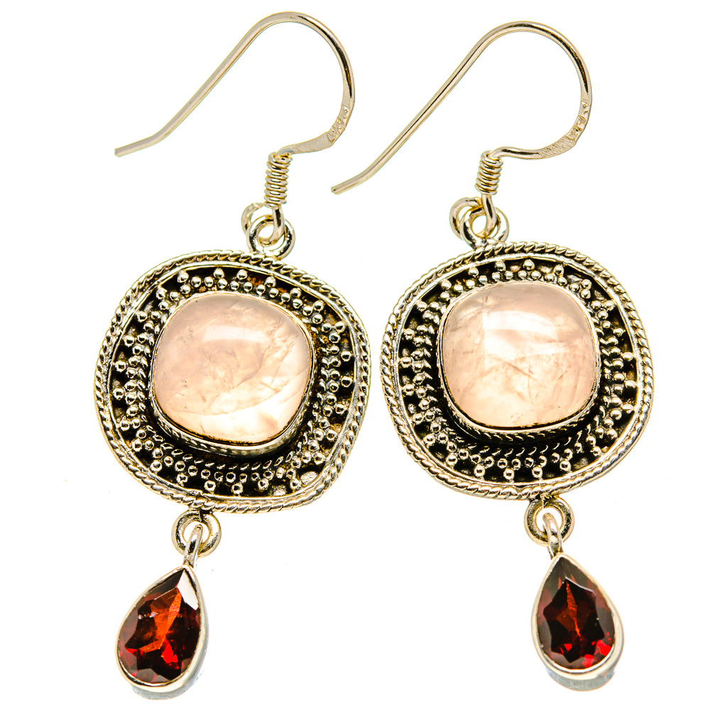 Rose Quartz Earrings handcrafted by Ana Silver Co - EARR413796