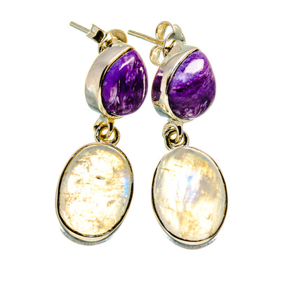 Rainbow Moonstone Earrings handcrafted by Ana Silver Co - EARR413811