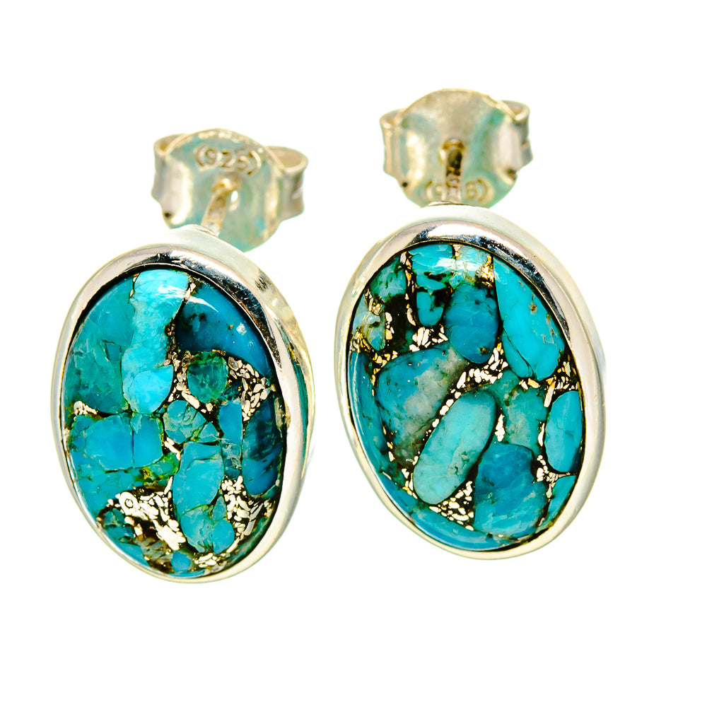 Blue Copper Composite Turquoise Earrings handcrafted by Ana Silver Co - EARR413813