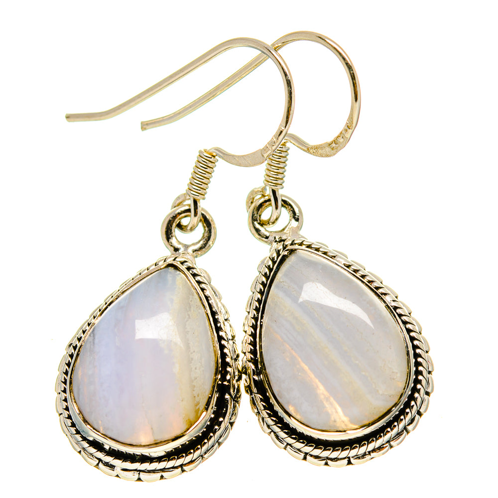 Blue Lace Agate Earrings handcrafted by Ana Silver Co - EARR413835