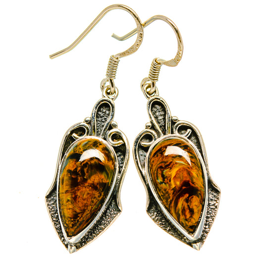 Golden Pietersite Earrings handcrafted by Ana Silver Co - EARR413849