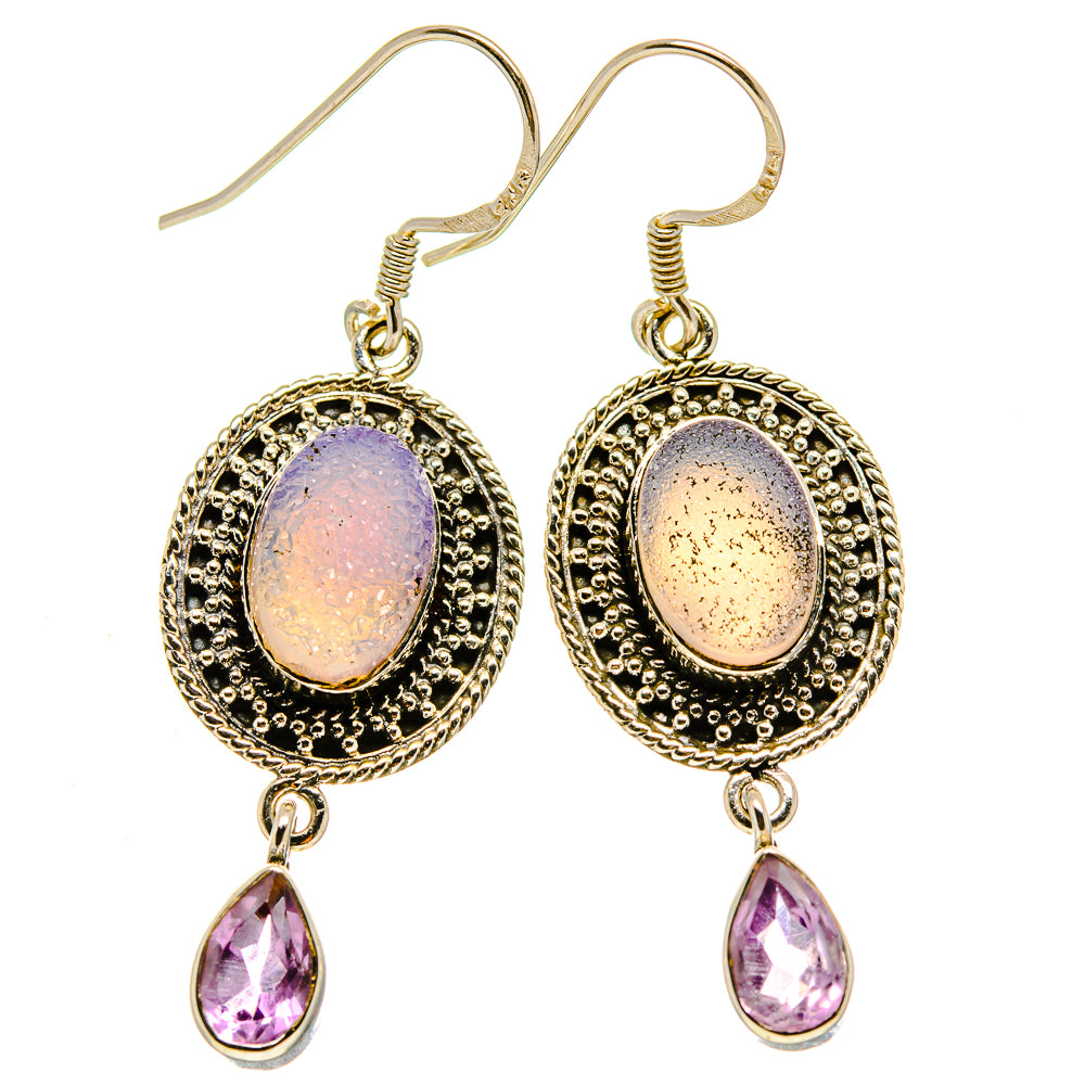 Pink Druzy Earrings handcrafted by Ana Silver Co - EARR413850