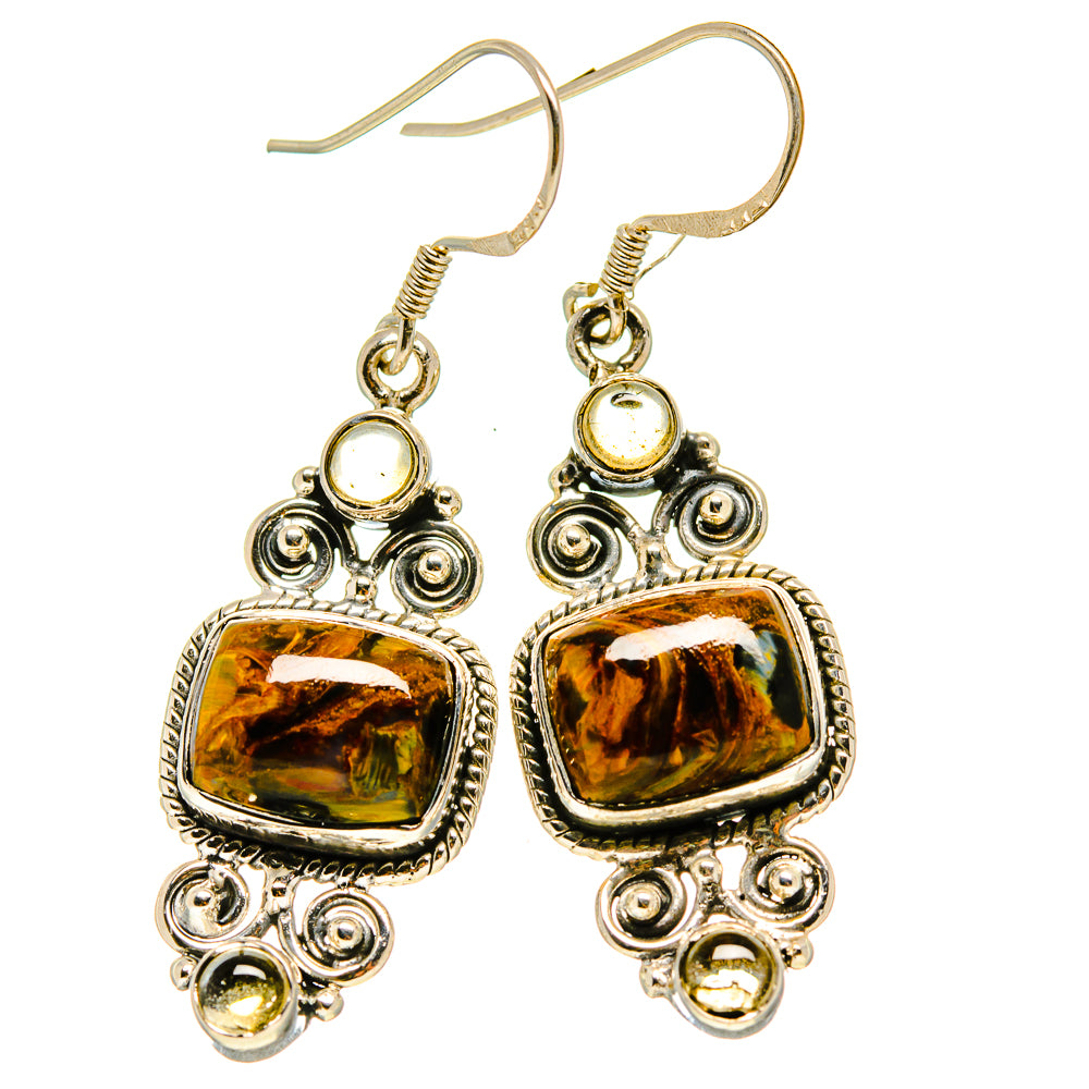 Golden Pietersite Earrings handcrafted by Ana Silver Co - EARR413860