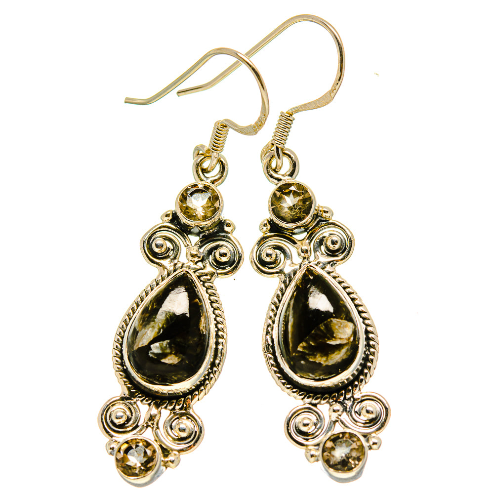 Golden Seraphinite Earrings handcrafted by Ana Silver Co - EARR413862