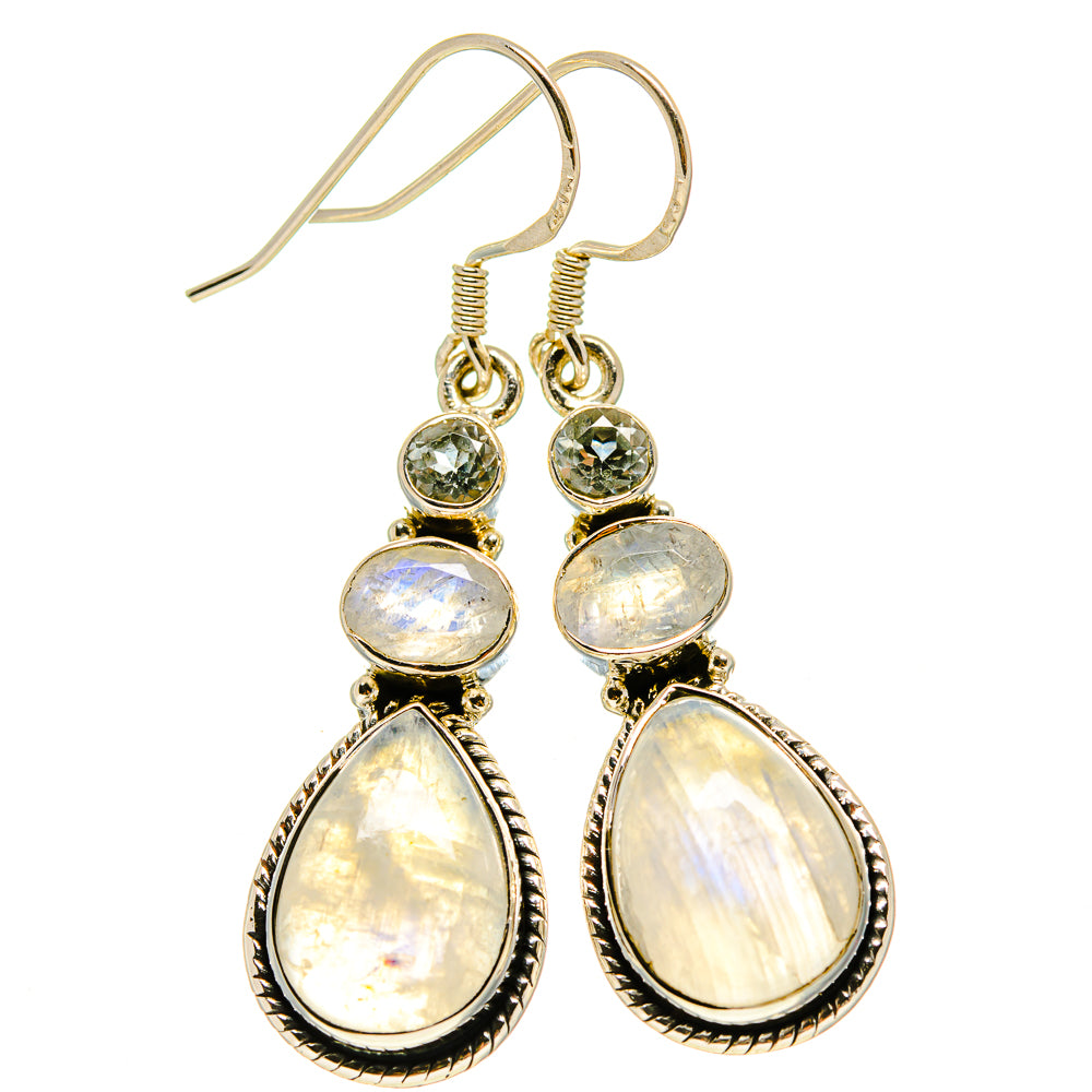 Rainbow Moonstone Earrings handcrafted by Ana Silver Co - EARR413867