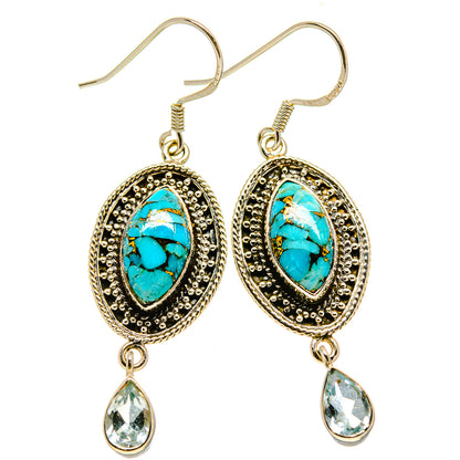 Blue Copper Composite Turquoise Earrings handcrafted by Ana Silver Co - EARR413872