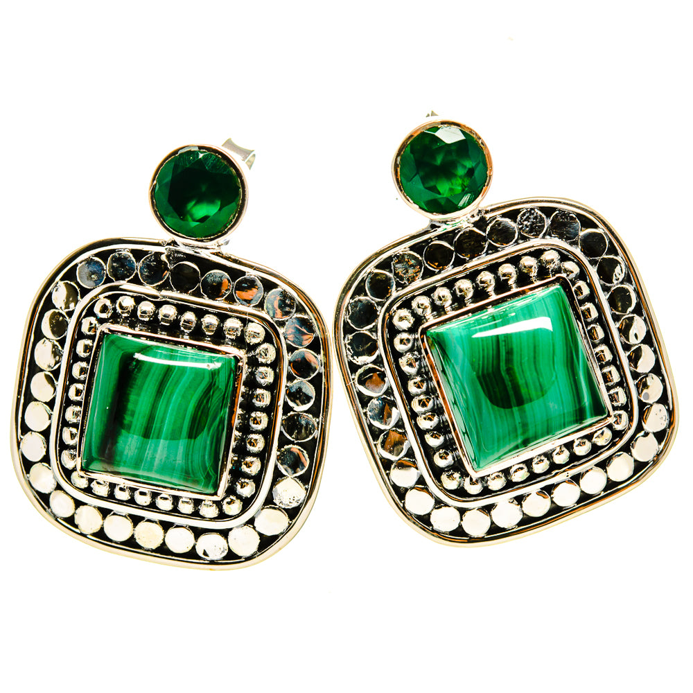 Malachite Earrings handcrafted by Ana Silver Co - EARR413884