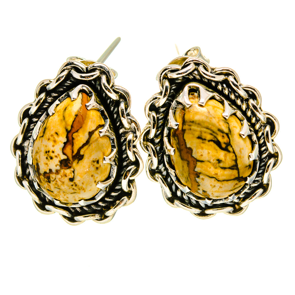 Picture Jasper Earrings handcrafted by Ana Silver Co - EARR413885