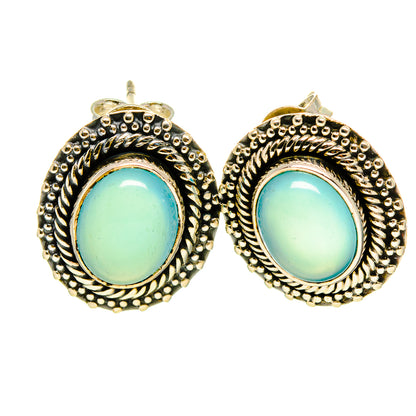 Aqua Chalcedony Earrings handcrafted by Ana Silver Co - EARR413889
