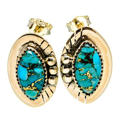 Blue Copper Composite Turquoise Earrings handcrafted by Ana Silver Co - EARR413893