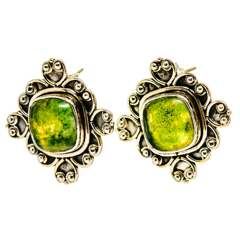 Green Moss Agate Earrings handcrafted by Ana Silver Co - EARR413896
