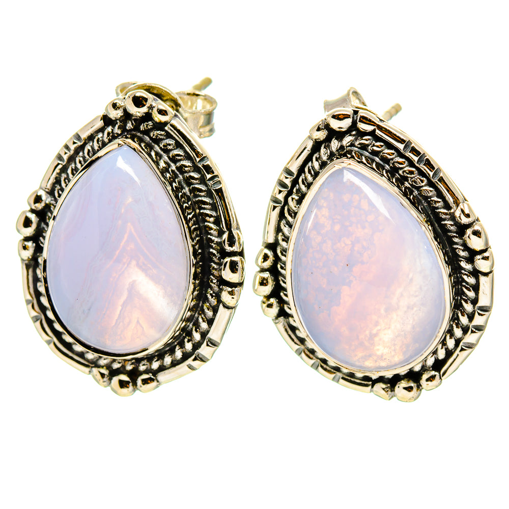 Blue Lace Agate Earrings handcrafted by Ana Silver Co - EARR413897