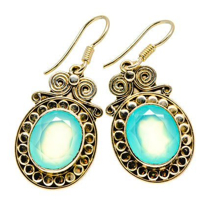 Aqua Chalcedony Earrings handcrafted by Ana Silver Co - EARR413908