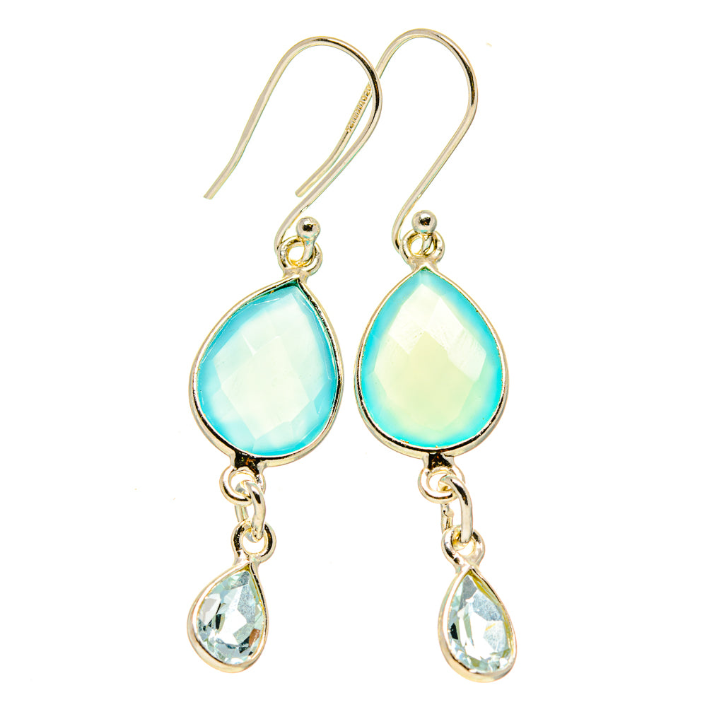 Aqua Chalcedony Earrings handcrafted by Ana Silver Co - EARR413960
