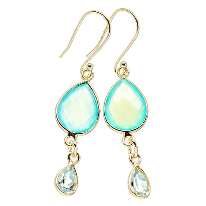 Aqua Chalcedony Earrings handcrafted by Ana Silver Co - EARR413960