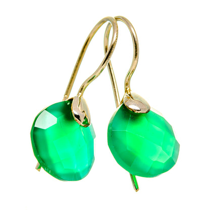 Green onyx drop earrings with faceted teardrop stones and sterling silver hooks