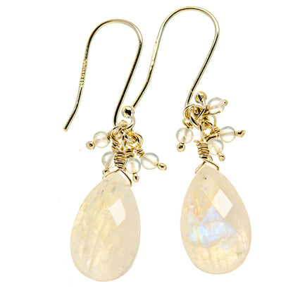 Rainbow Moonstone Earrings handcrafted by Ana Silver Co - EARR413987