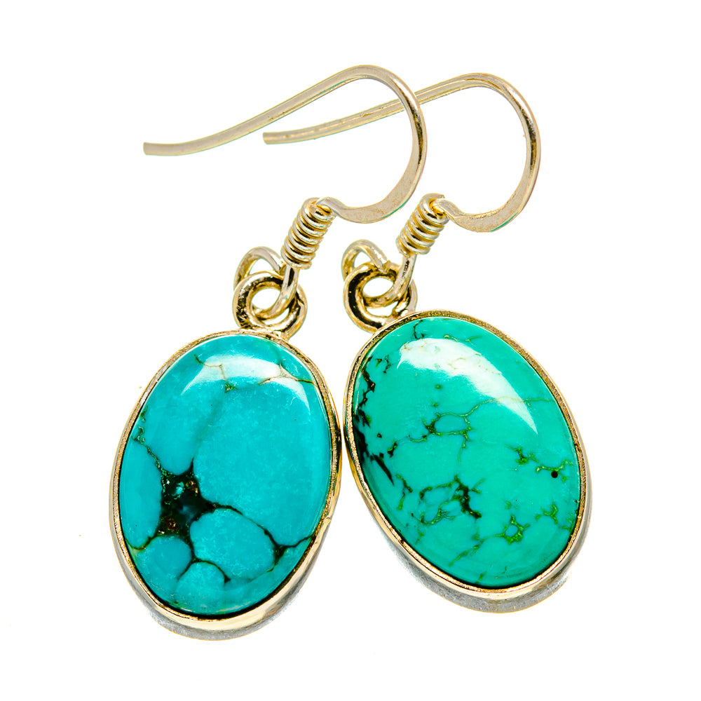 Tibetan Turquoise Earrings handcrafted by Ana Silver Co - EARR413988