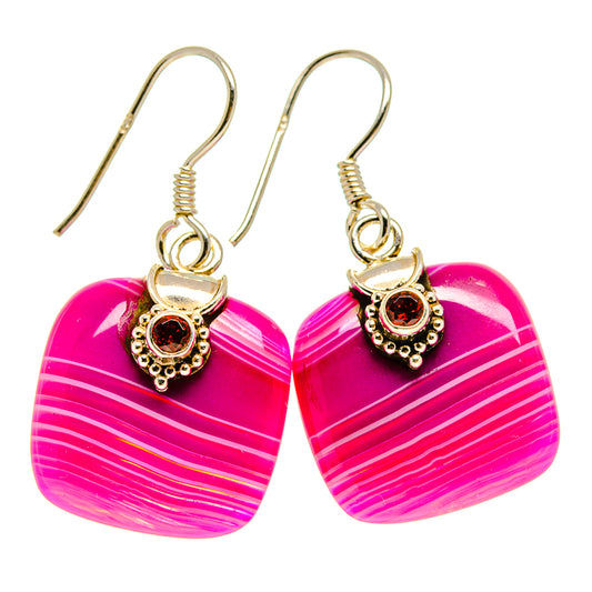 Pink Botswana Agate Earrings handcrafted by Ana Silver Co - EARR414006