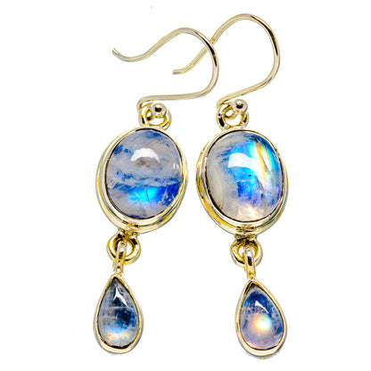 Rainbow Moonstone Earrings handcrafted by Ana Silver Co - EARR414032