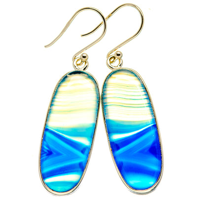 Blue Botswana Agate Earrings handcrafted by Ana Silver Co - EARR414043