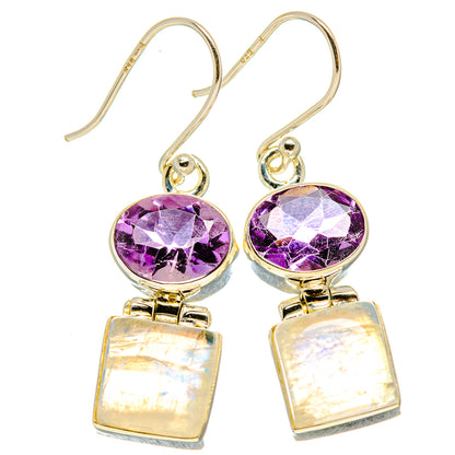 Rainbow Moonstone Earrings handcrafted by Ana Silver Co - EARR414049