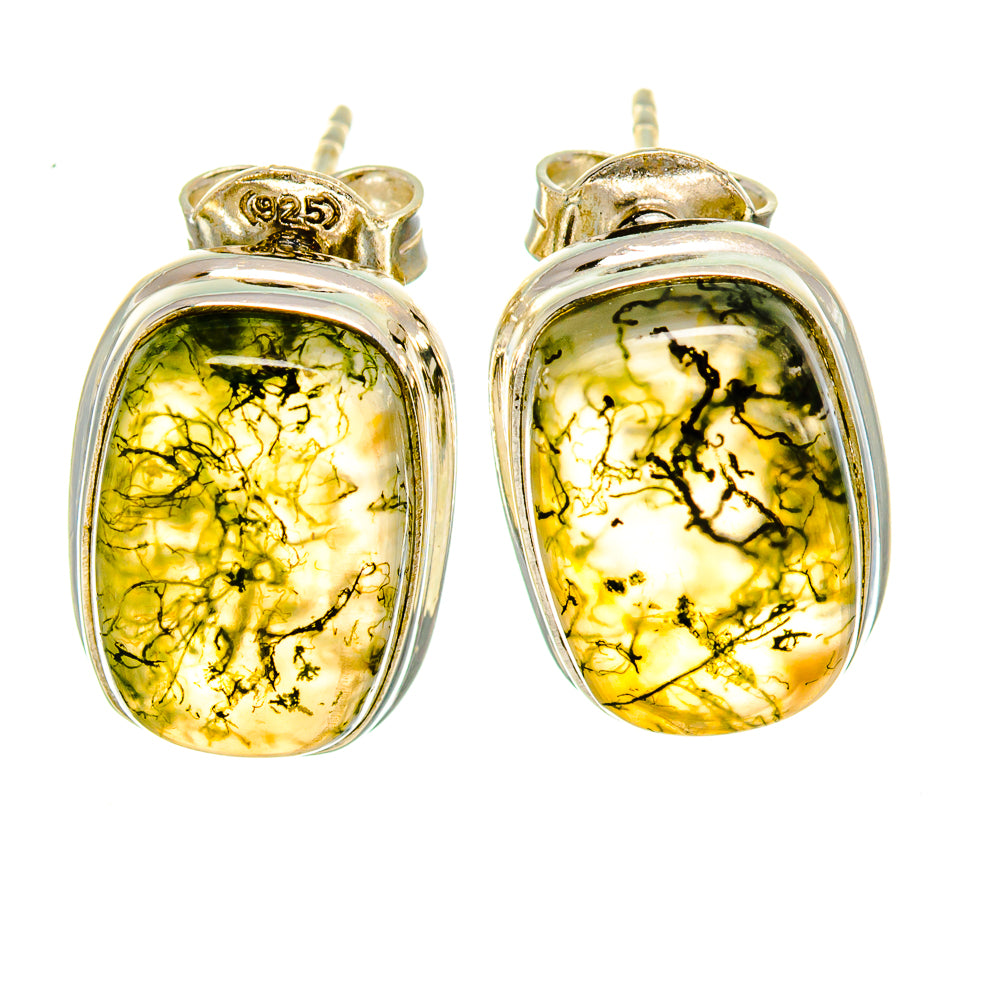 Green Moss Agate Earrings handcrafted by Ana Silver Co - EARR414060