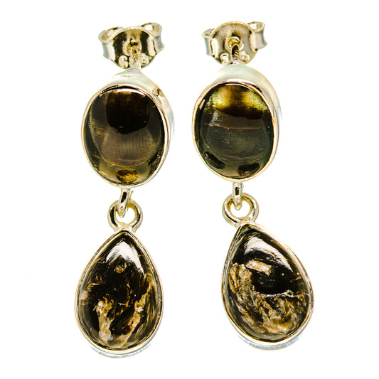 Golden Seraphinite Earrings handcrafted by Ana Silver Co - EARR414062