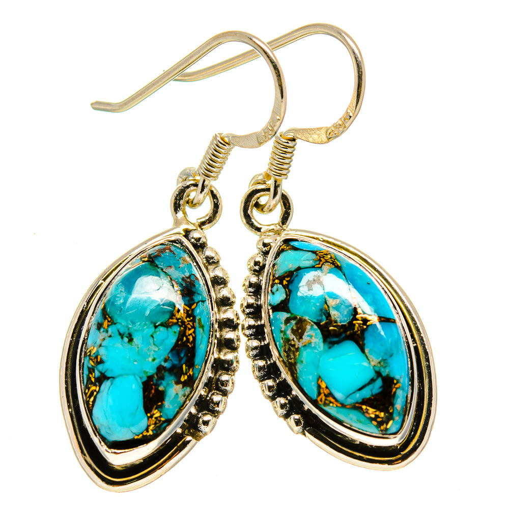 Blue Copper Composite Turquoise Earrings handcrafted by Ana Silver Co - EARR414078