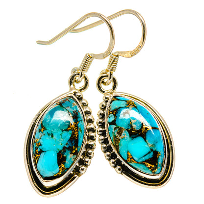 Blue Copper Composite Turquoise Earrings handcrafted by Ana Silver Co - EARR414078