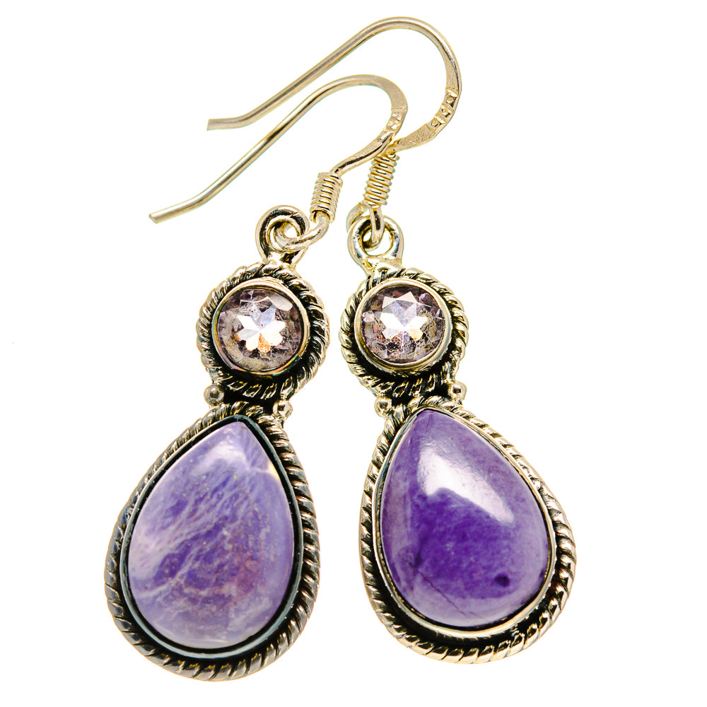 Charoite Earrings handcrafted by Ana Silver Co - EARR414079