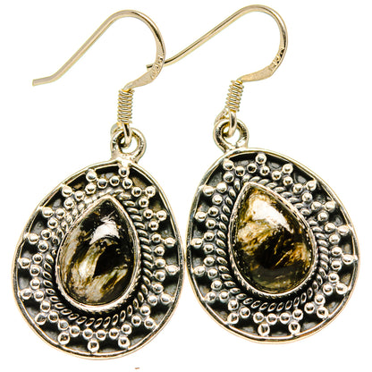 Golden Seraphinite Earrings handcrafted by Ana Silver Co - EARR414098