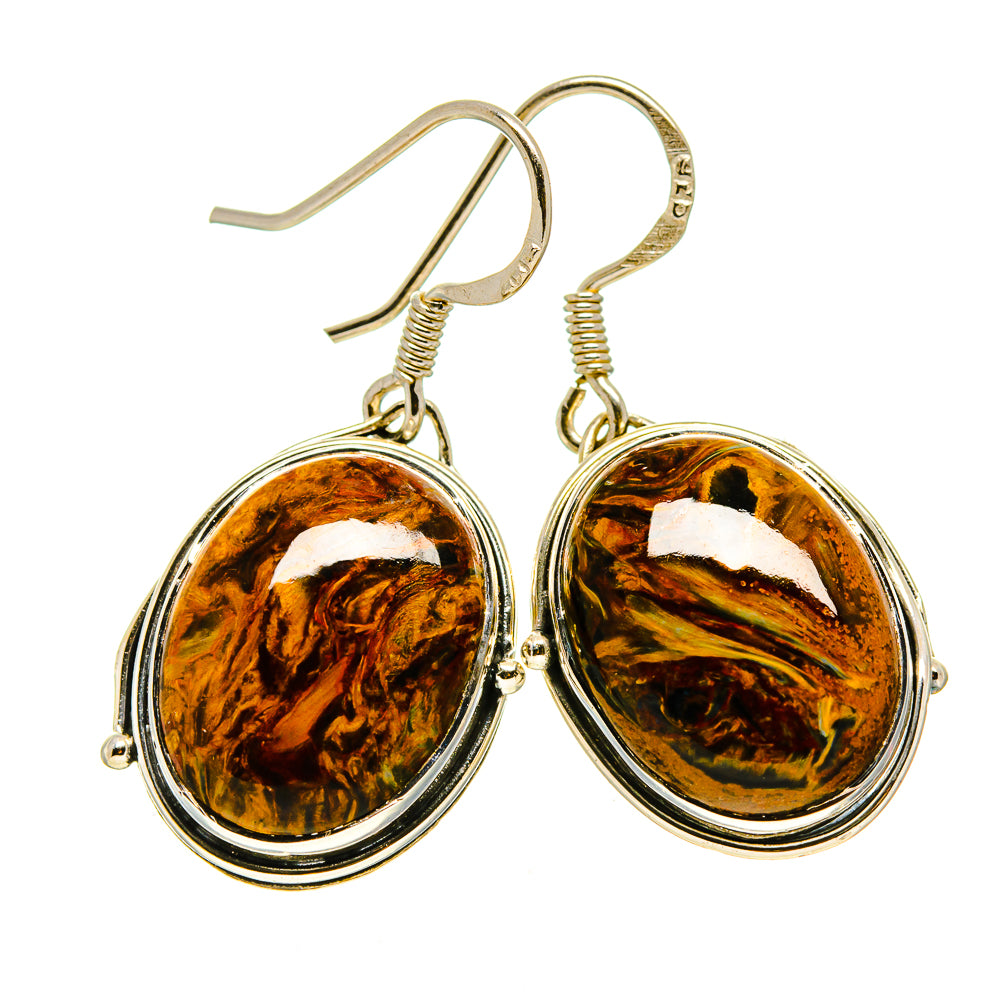 Golden Pietersite Earrings handcrafted by Ana Silver Co - EARR414104