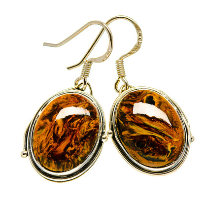 Golden Pietersite Earrings handcrafted by Ana Silver Co - EARR414104