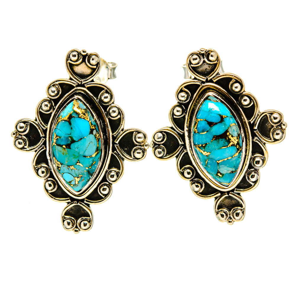 Blue Copper Composite Turquoise Earrings handcrafted by Ana Silver Co - EARR414137
