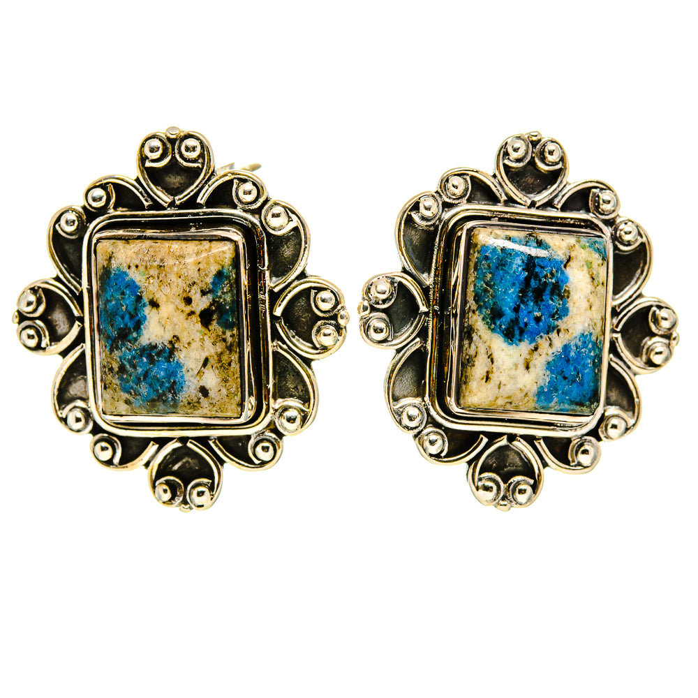 K2 Blue Azurite Earrings handcrafted by Ana Silver Co - EARR414142