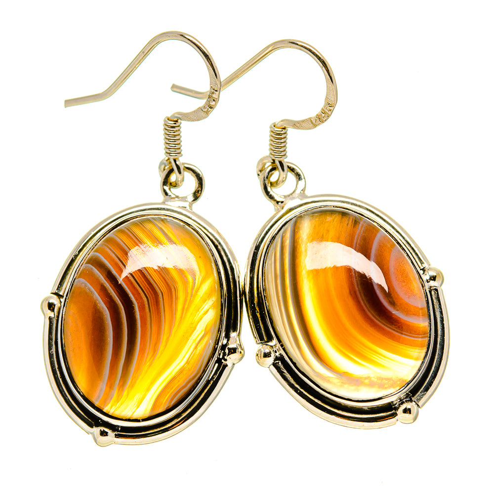 Botswana Agate Earrings handcrafted by Ana Silver Co - EARR414157